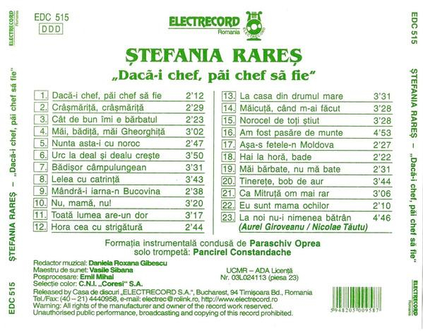 Ștefania Rareș - Dacă-i Chef, Păi Chef Să Fie, (CD) [2]