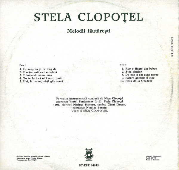 Stela Clopoțel – Melodii Lăutărești (VINIL) [2]