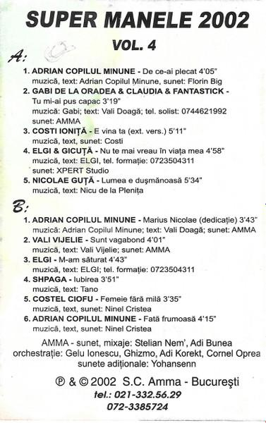 Super Manele 2002 Vol. 4 (Caseta Audio) [2]