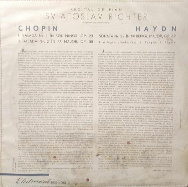 Sviatoslav Richter - Baladele Nr. 1 In Sol Minor Și Nr. 2 În Fa Major / Balada Nr. 2 In Fa Major / Sonata Nr. 52 In Mi Bemol Major [2]