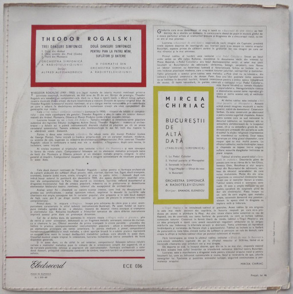 T. Rogalski* / M. Chiriac* – Dansuri Simfonice / Bucureștii De Altă Dată (VINIL) [2]