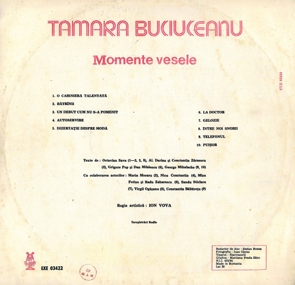 Tamara Buciuceanu Botez - Momente Vesele, (Disc Vinil) [2]