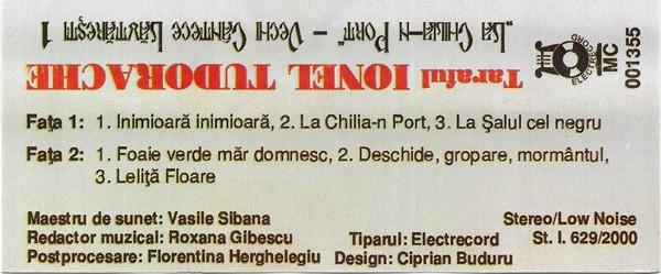 Taraful Ionel Tudorache - „La Chilia-n Port” (Vechi Cântece Lăutărești 1), (Casetă Audio) [2]
