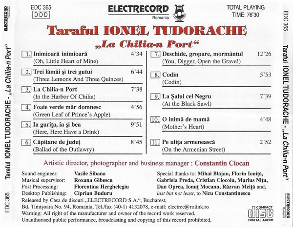 Taraful Ionel Tudorache - „La Chilia-n Port” (Vechi Cântece Lăutărești), (CD) [2]