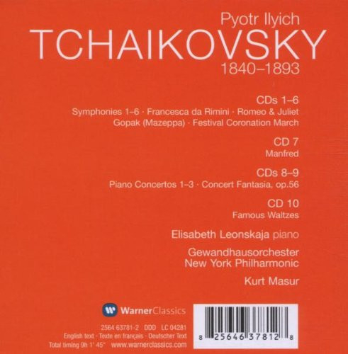 Tchaikovsky*, Elisabeth Leonskaja, Gewandhausorchester Leipzig, New York Philharmonic, Kurt Masur – Symphonies / Piano Concertos / Famous Waltzes, (CD) [2]