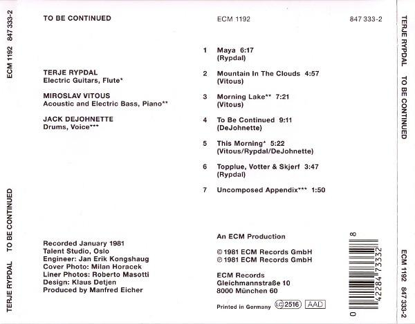 Terje Rypdal - To Be Continued, (CD) [2]