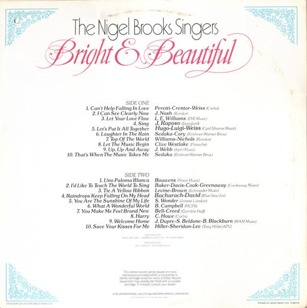 The Nigel Brooks Singers - Bright & Beautiful (Disc Vinil) [2]