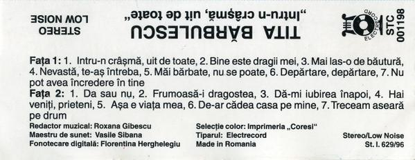 Tita Bărbulescu - Intru-n Crâșmă, Uit De Toate, (Casetă Audio) [2]