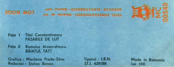 Titel Constantinescu - Păsările De Lut / Băiatul Tatii , (Casetă Audio) [2]