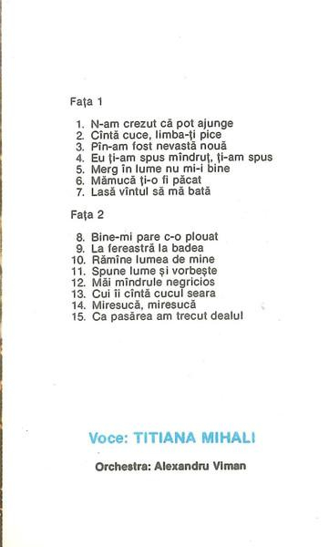 Titiana Mihali - N-am Crezut Că Pot Ajunge, (Casetă Audio) [2]