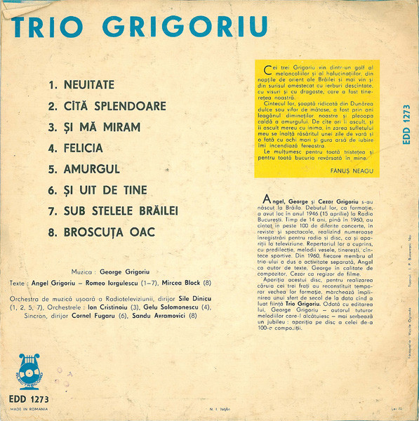 Trio Grigoriu – Trio Grigoriu (VINIL) [2]