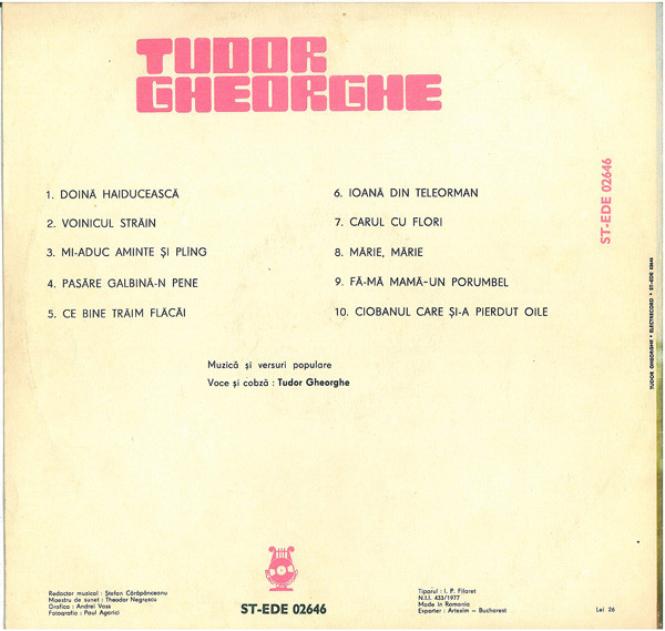 Tudor Gheorghe - Tudor Gheorghe, (Disc Vinil) [2]