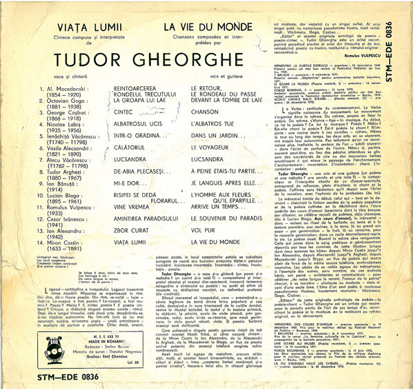 Tudor Gheorghe - Viața Lumii, (Disc Vinil) [2]