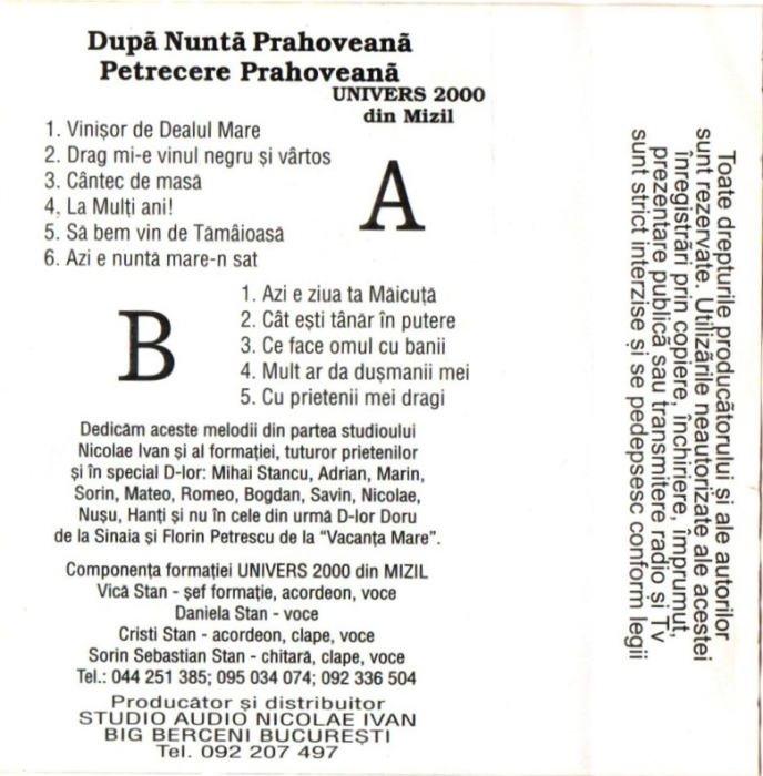 Univers din Mizil - După Nuntă Prahoveană, Petrecere Prahoveană (Casetă Audio) [2]
