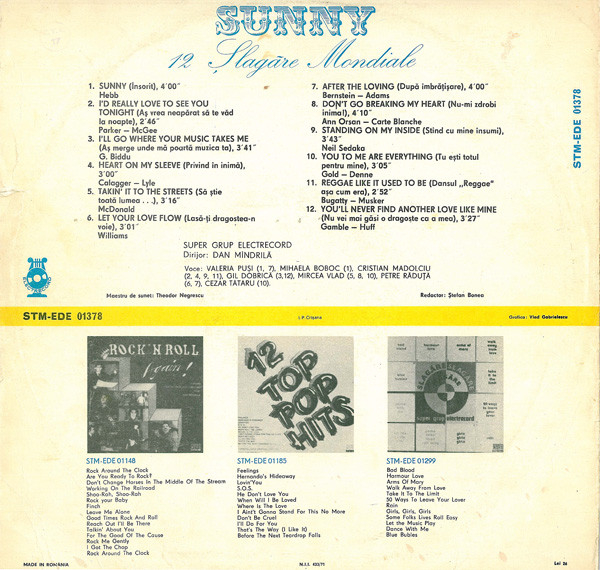 Super Grup Electrecord , Dirijor: Dan Mîndrilă – Sunny 12 Șlagăre Mondiale, (Disc Vinil) [2]