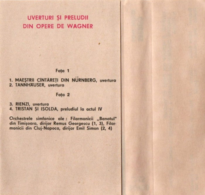 Uverturi si Preludii din Opere de Wagner (Caseta Audio) [2]