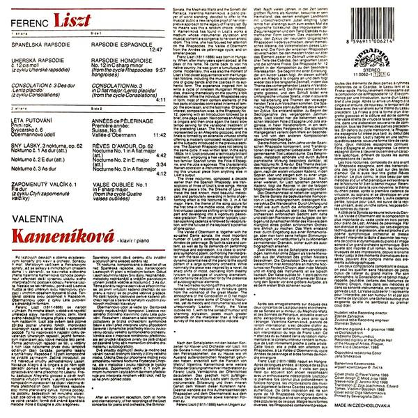 Valentina Kameníková - Kameníková Plays Liszt (Disc Vinil) [2]