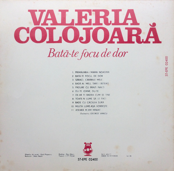 Valeria Colojoară - Bată-te Focu De Dor, (Disc Vinil) [2]