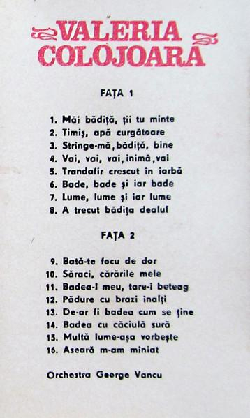 Valeria Colojoară - Măi Bădiță, Ții Tu Minte  (Caseta Audio) [2]