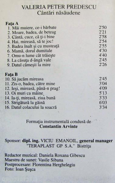 Valeria Peter Predescu - Cântări Năsăudene (Caseta Audio) [2]