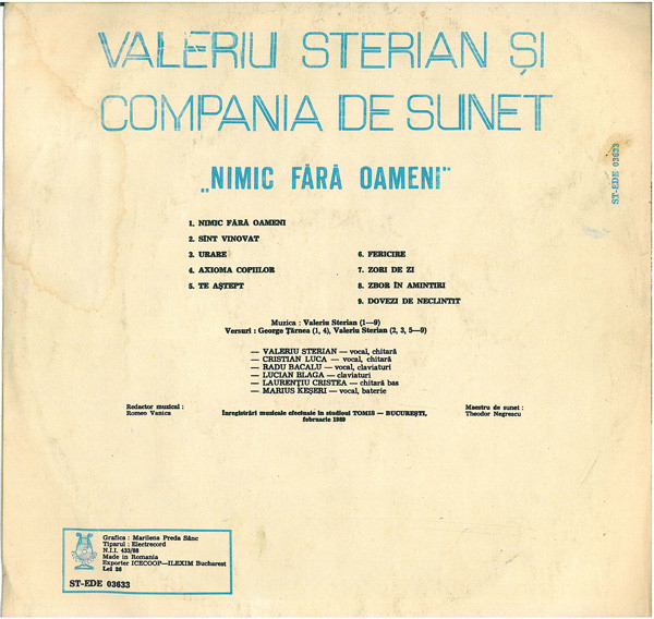 Valeriu Sterian - Nimic Fără Oameni, (Disc Vinil) [2]