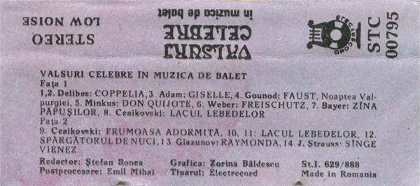 Valsuri Celebre (În Muzica De Balet) (Caseta Audio) [2]