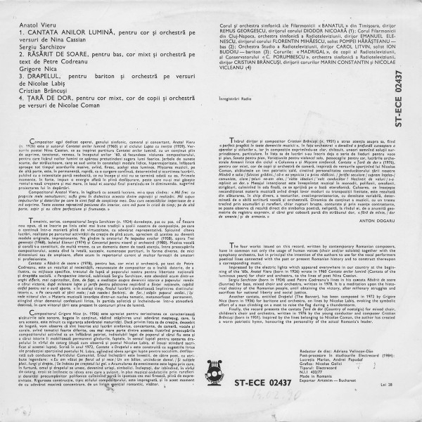 Various – Cantata Anilor Lumină / Răsărit De Soare / Drapelul / Țară De Dor(VINIL)(Disc Vinil) [2]