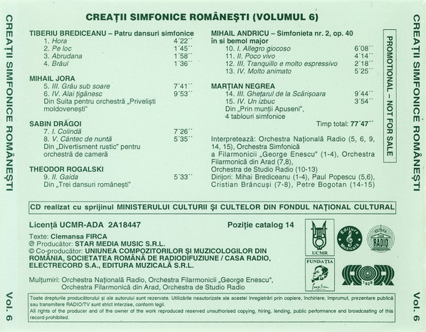 Various – Creații Simfonice Românesti 6 Romanian Symphonic Works (CD), (CD) [2]