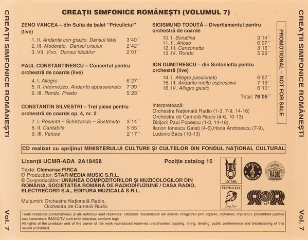 Various – Creații Simfonice Românesti 7 Romanian Symphonic Works (CD), (CD) [2]
