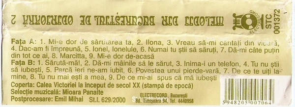 Various - Melodii Din Bucureștiul De Odinioară 2 , (Casetă Audio) [2]
