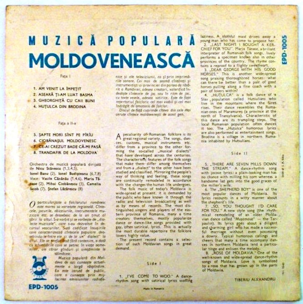 Muzică Populară Moldovenească, (Disc Vinil) [2]