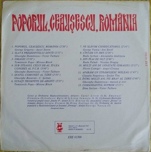 Various – Poporul, Ceaușescu, România (Cîntece Patriotice) (VINIL) [2]