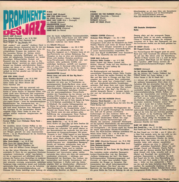 Prominente Des Jazz, (Disc Vinil) [2]