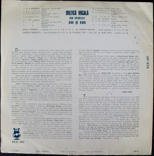 Various - Recital De Muzică Vocală Din Secolele XVII-XVIII [2]