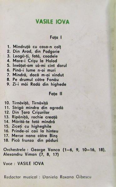 Vasile Iova - Din Țara Crișurilor , (Casetă Audio) [2]