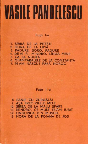Vasile Pandelescu - Sanie Cu Zurgălăi  (Caseta Audio) [2]