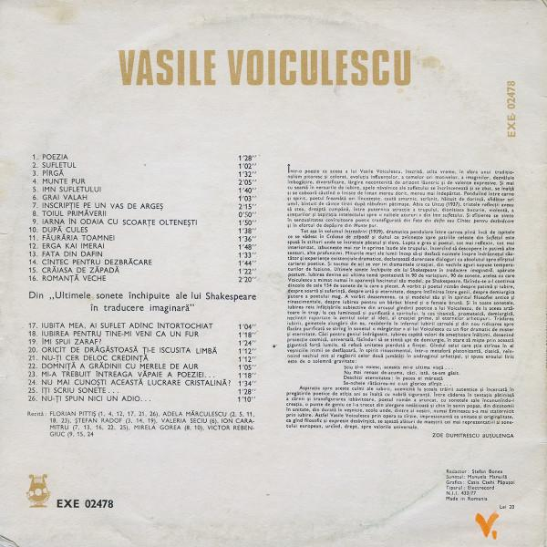 Vasile Voiculescu - Mi-a Trebuit Întreaga Văpaie A Poeziei, (Disc Vinil) [2]