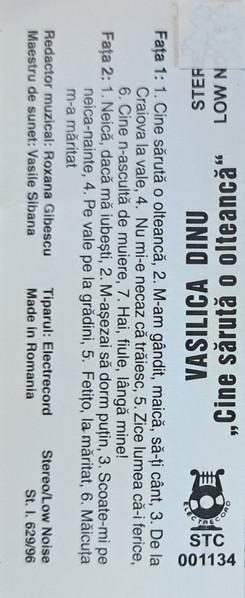 Vasilica Dinu - Cine Sărută O Olteancă	 (Caseta Audio) [2]