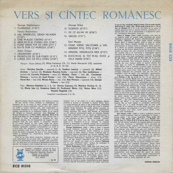 Vers Și Cîntec Românesc (Disc Vinil) [2]