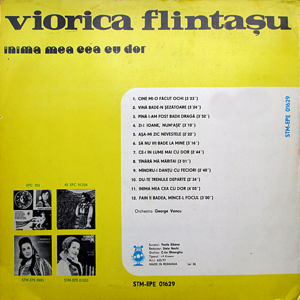 Viorica Flintașu – Inima Mea Cea Cu Dor, (Disc Vinil) [2]