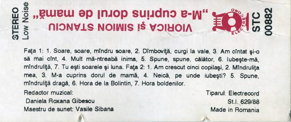 Viorica Stanciu - M-a Cuprins Dorul De Mamă , (Casetă Audio) [2]