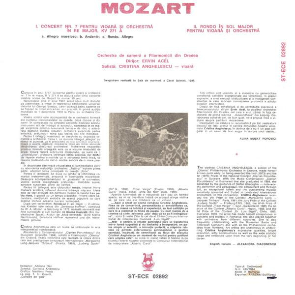 Wolfgang Amadeus Mozart - Concerto No. 7 For Violin And Orchestra / Rondo In G For Violin And Orchestra [2]
