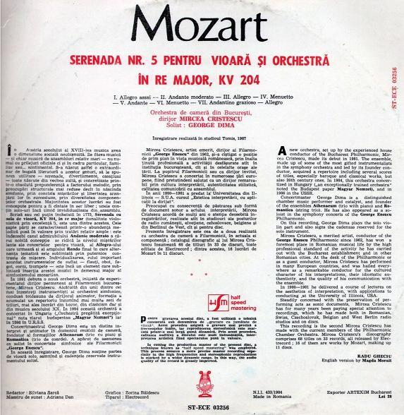 Wolfgang Amadeus Mozart - Serenade No. 5 In D Major KV 204 = Serenada Nr. 5 Pentru Vioară Și Orchestră În Re Major, KV 204 [2]