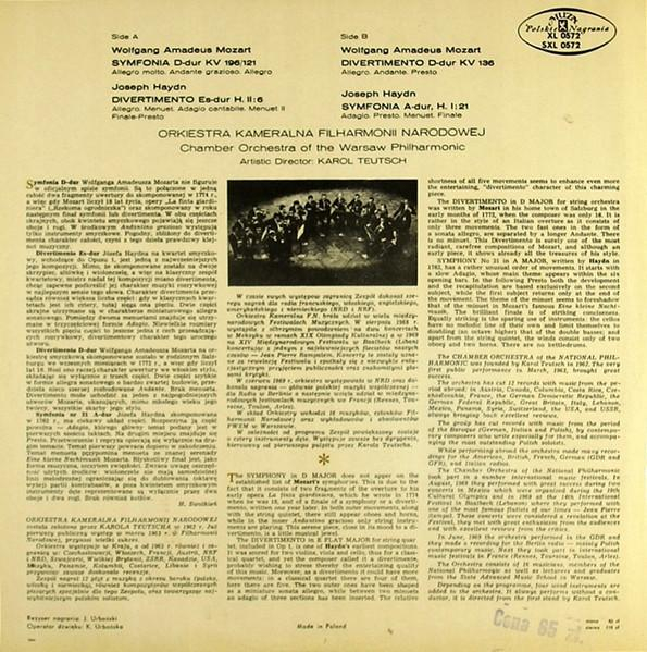 Wolfgang Amadeus Mozart - Symphony In D Major, K. 196/121 / Divertimento In D Major, K. 136 / Symphony In A Major, H. I: 21 / Divertimento In E Flat Major [2]