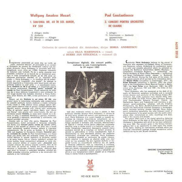 Wolfgang Amadeus Mozart - Symphony No. 40 In G Minor, K. 550 / Concerto For Strings [2]