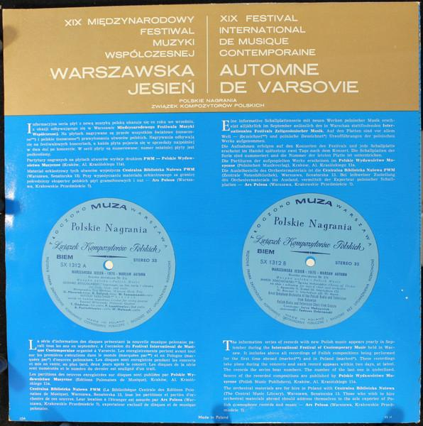 XIX Warszawska Jesień - Automne De Varsovie 1975 - Kronika Dźwiękowa Nr 2 (Disc Vinil) [2]