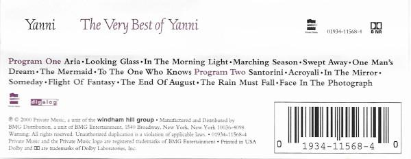 Yanni  - The Very Best Of Yanni (Caseta Audio) [2]