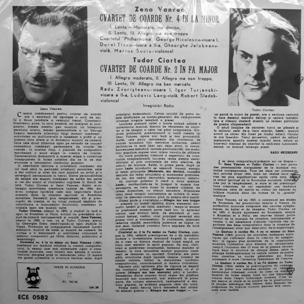 Zeno Vancea - Cvartet De Coarde În La Minor Nr.4 / Cvartet De Coarde În Fa Major Nr.2 [2]