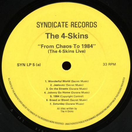 4 Skins - From Chaos To 1984 (The 4 Skins Live), (Disc Vinil) [1]