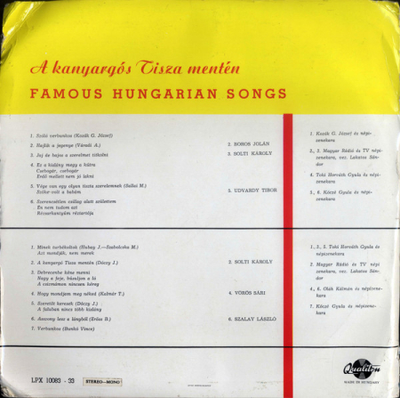 A Kanyargós Tisza Mentén - Famous Hungarian Folk Songs (Disc Vinil) [1]